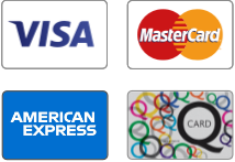 Payment Cards: Visa, Mastercard, American Express, QCard